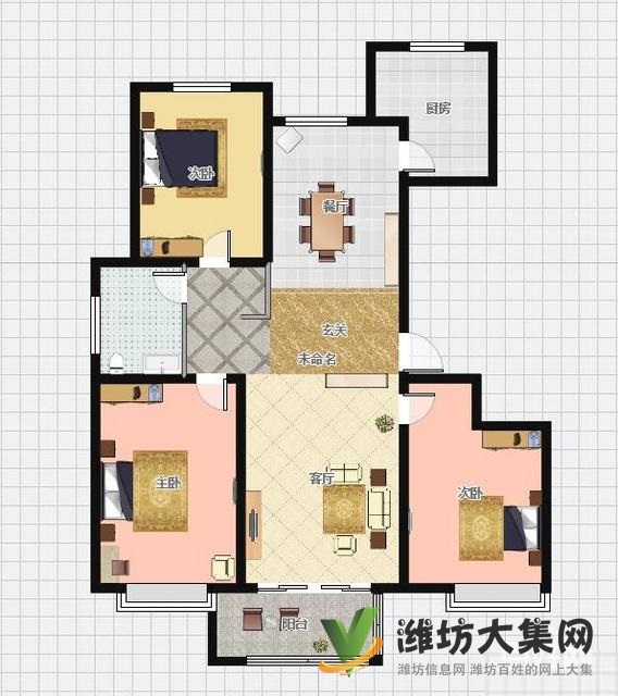 金鼎華府 125平方精裝三室大H戶型 全天采光無遮