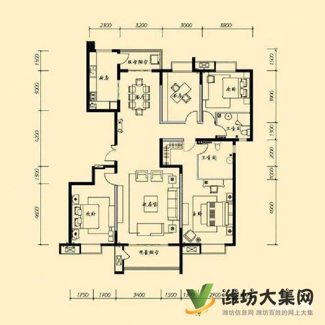 福壽街北關(guān)學(xué)校近多層3樓122平3室H戶型精裝無稅